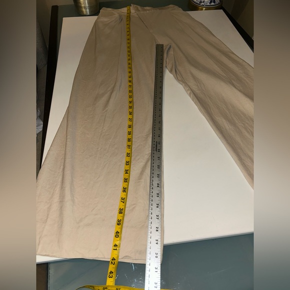 CABI Beige Linen Trouser Pants Traipse Wide Leg Crossover Waist Size 8 - Picture 9 of 10